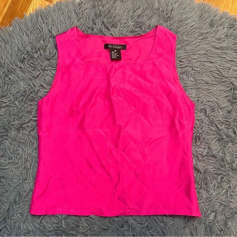 Vintage SJ Collection Pink Fitted Sleeveless Silk Blouse Size S 4